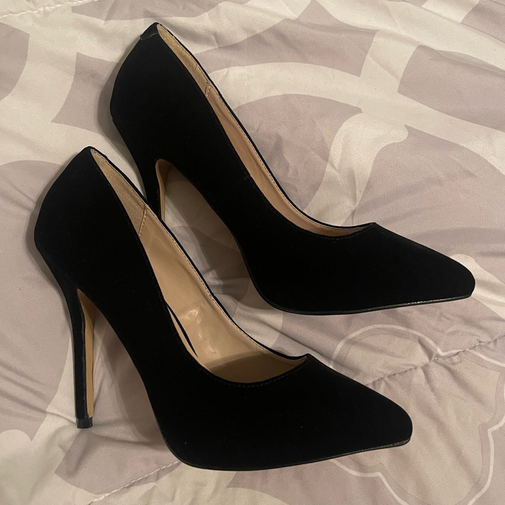 Pleasers Black Velvet Pleaser Heels